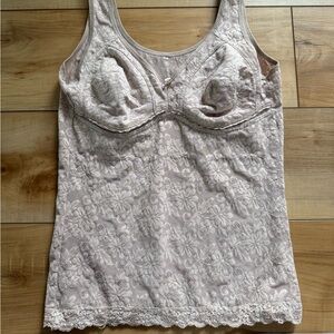 Floral Lace Women's Bra Tank - Cream